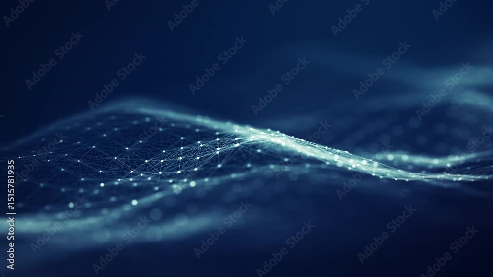 Poster futuristic abstract blue digital wave background. concept of ai artificial intelligence technology m