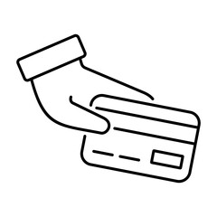 Hand Holding Credit Card Icon – Secure Payment and Cashless Transaction Symbol