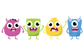 Set of cute monster illustration. Suitable for flat design graphic illustration, clip art, stickers, posters, stickers, cards, etc
