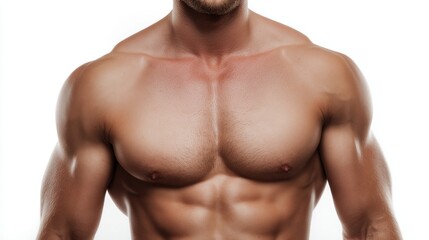 Fototapeta premium Muscular male torso on white background 