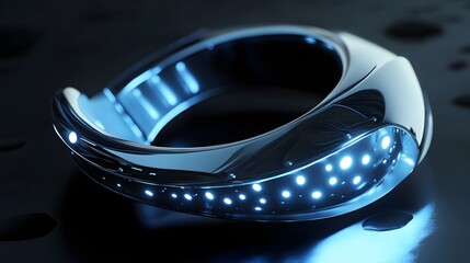 Futuristic, glowing bracelet with embedded lights.