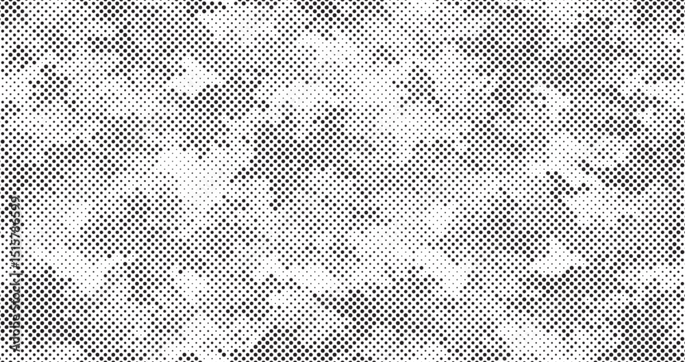Poster Abstract halftone seamless camouflage pattern. Repeating digital dotted hexagonal camo military texture background. Abstract modern fabric textile ornament. Vector illustration.