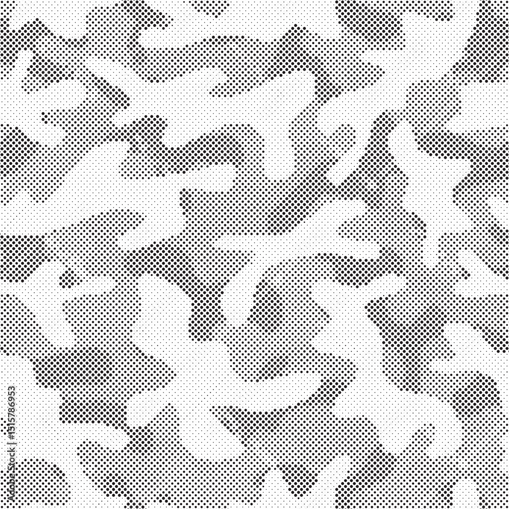 Leinwandbilder abstract halftone camouflage pattern. stylish military print for fabric, seamless monochrome backgro