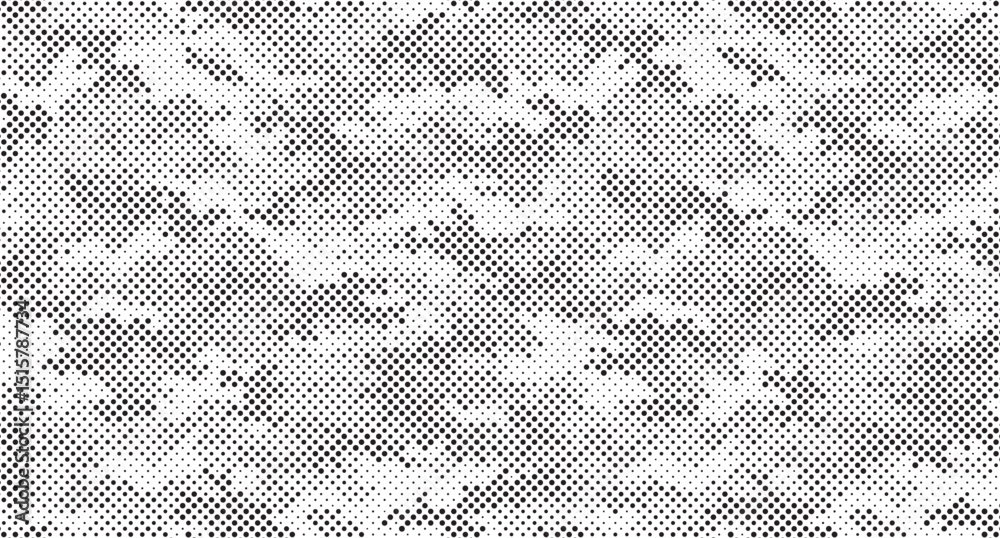 Poster Abstract halftone seamless camouflage pattern. Repeating digital dotted hexagonal camo military texture background. Abstract modern fabric textile ornament. Vector illustration.
