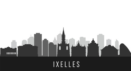 Naklejka premium Ixelles Cityscape Silhouette with Skyline, and Belgium.