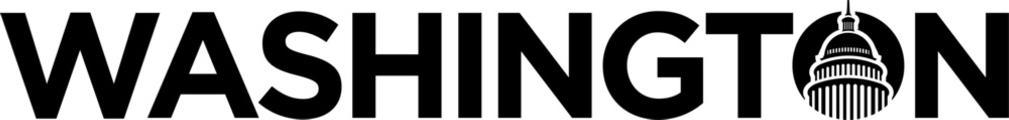 Printsimple black washington dc capital city with capitol house building in united states silhouette icon logo design
