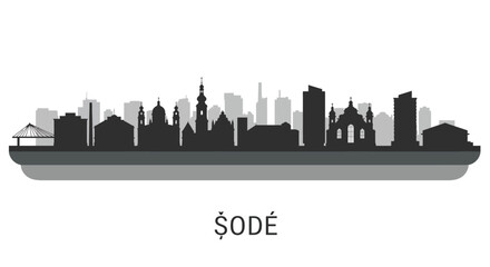 Obraz premium od city skyline with silhouette, and urban panorama.