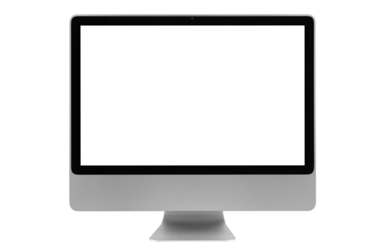computer display with blank white screen isolated on white background with clipping path..