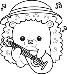 Coloring pages of Sticker of funny hedgehog clip art.