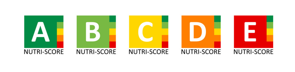Health scoring system shows nutrition ratings for food products with varying levels of healthiness