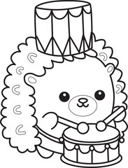 Coloring pages of Sticker of funny hedgehog clip art.