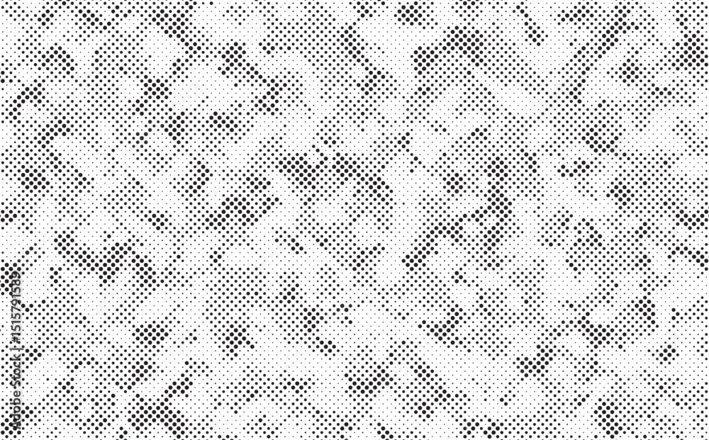 Poster Abstract halftone seamless camouflage pattern. Repeating digital dotted hexagonal camo military texture background. Abstract modern fabric textile ornament. Vector illustration.