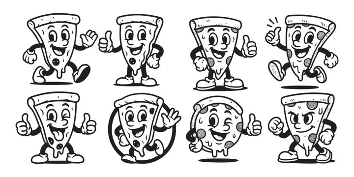 pizza slice funny cartoon mascot character