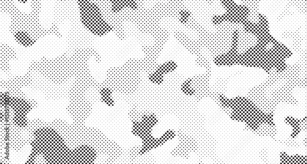 Poster Abstract halftone seamless camouflage pattern. Repeating digital dotted hexagonal camo military texture background. Abstract modern fabric textile ornament. Vector illustration.