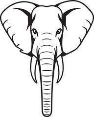 Minimalist line art of an elephant, elegant black and white illustration for World Elephant Day