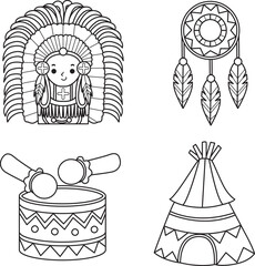 Coloring pages of indian property and costume.