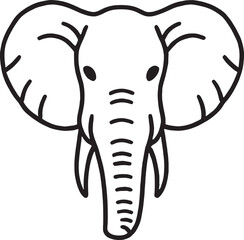 Minimalist line art of an elephant, elegant black and white illustration for World Elephant Day
