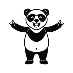 cheerful panda with peace hand gesture vector illustration