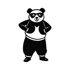 confident panda wearing sunglasses cartoon vector illustration