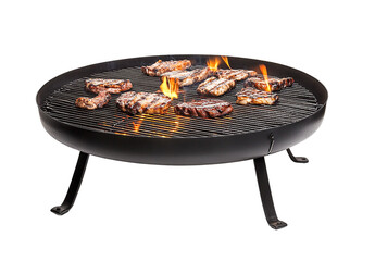 Delicious grilled steaks and chops fire grill isolated on transparent PNG
