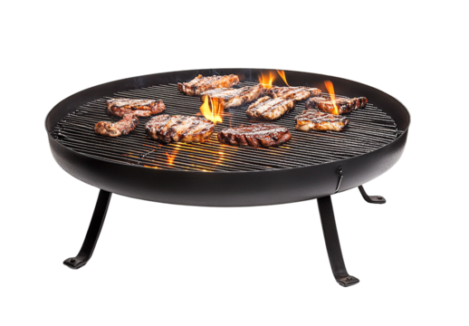 Delicious grilled steaks and chops fire grill isolated on transparent PNG