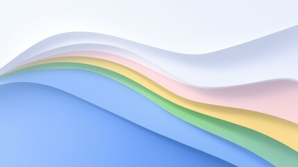 Fototapeta premium Soft, flowing waves of pastel colors create a serene and minimalist background, evoking tranquility and calmness. Ideal for soothing designs or gentle themes.