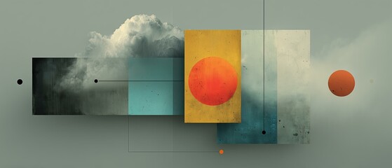 A serene minimalist composition with geometric shapes and soft gradients evokes a tranquil mood. The interplay of colors and forms suggests harmony and balance, reminiscent of abstract art.