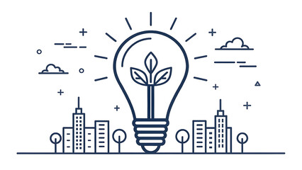 A line icon of a lightbulb representing an idea or innovation is featured, set against a clean, isolated white background.