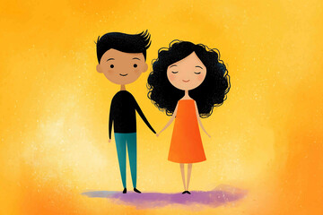 A vibrant and harmonious illustration depicting the essence of gender equality set against a warm sunny yellow background that evokes feelings of hope and