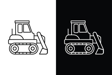 Bulldozer Line Art Vector. Minimalist Construction Equipment Illustration