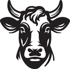 Minimalist Black and White Cow Vector Illustration 
