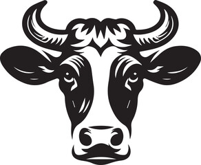 Minimalist Black and White Cow Vector Illustration 