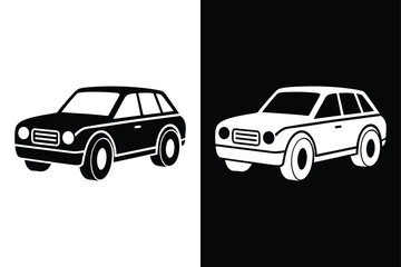 Fototapeta premium Minimalist Car Icon silhouette Vector. Illustration in Black and White
