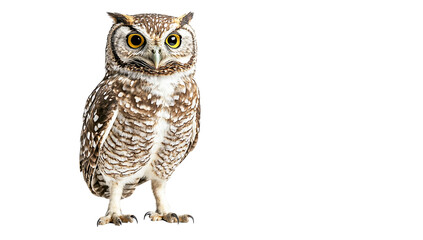 Naklejka premium Spectacular spotted eagle owl in profile isolated on transparent PNG