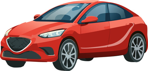 simple flat vector modern red car