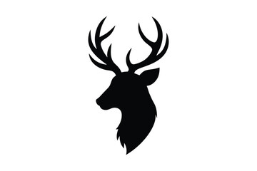 Naklejka premium Classic deer head silhouette in black for elegant vintage designs
