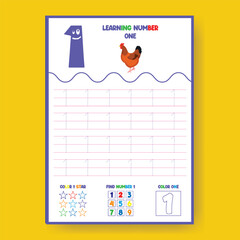 Learning Number One Tracing Worksheet