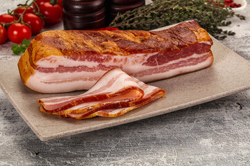Fat bacon cut with slices