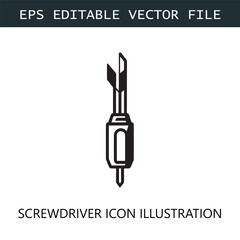 Screwdriver Icon Logo Vector Image in Black and White