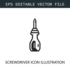 Screwdriver Icon Logo Vector Image in Black and White