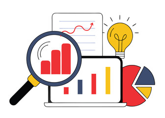 Research, Data Analysis & Innovation – Vector Illustration