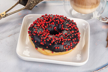 Glazed chocolate sweet donut dessert