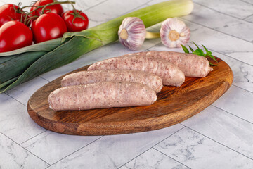 Raw pork sausages for grill