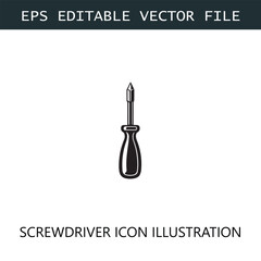 Screwdriver Icon Logo Vector Image in Black and White