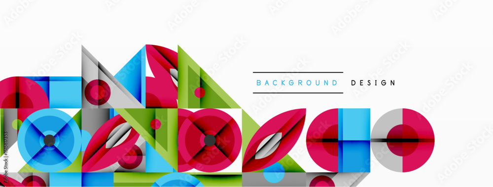Aufkleber Abstract geometric shapes, vibrant colors, modern design elements. Composition features overlapping forms, creating dynamic visual impact.