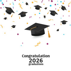 Graduation Class of 2018 greeting card and invitation template. Vector party invitation. Grad poster. vector illustration.