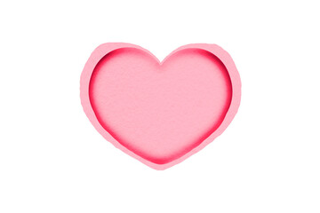 Pink paper cut into a heart shape placed on a transparent background.