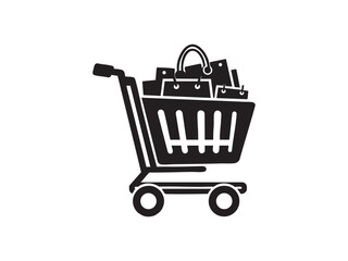 Fototapeta premium Shopping Cart Vector Silhouette – Ecommerce, Retail, and Online Purchase Icon.