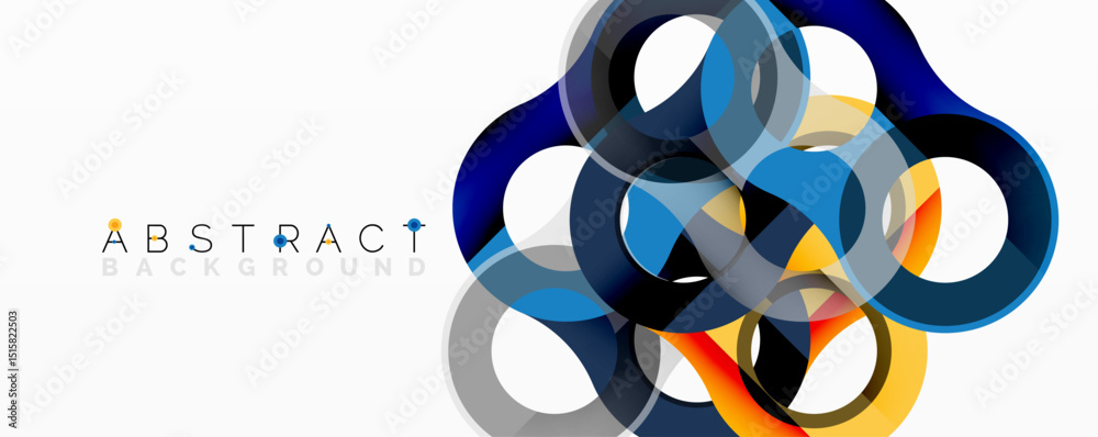 Aufkleber colorful overlapping circles create modern abstract design. bright hues blend with gray tones, formi