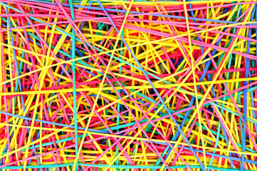Colourful rubber elastic band abstract pattern background detail